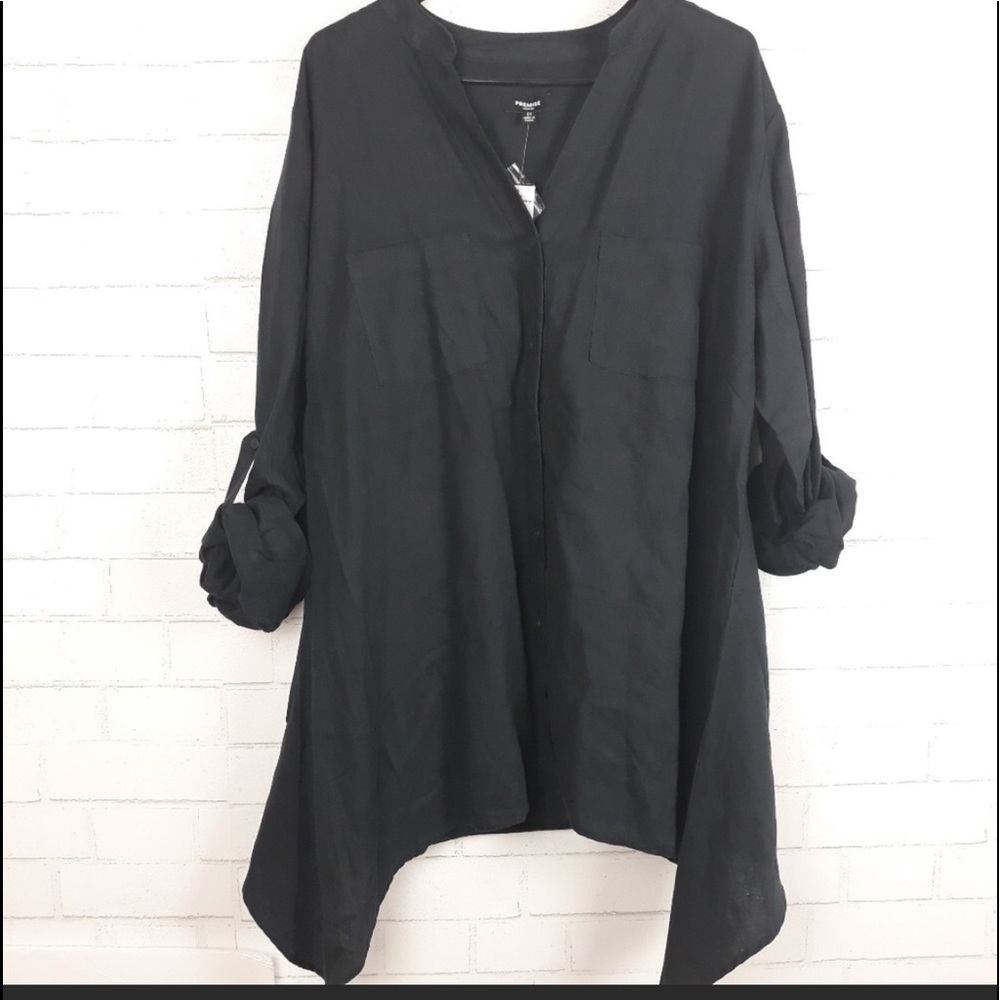 Navy Premise linen button down top 2x